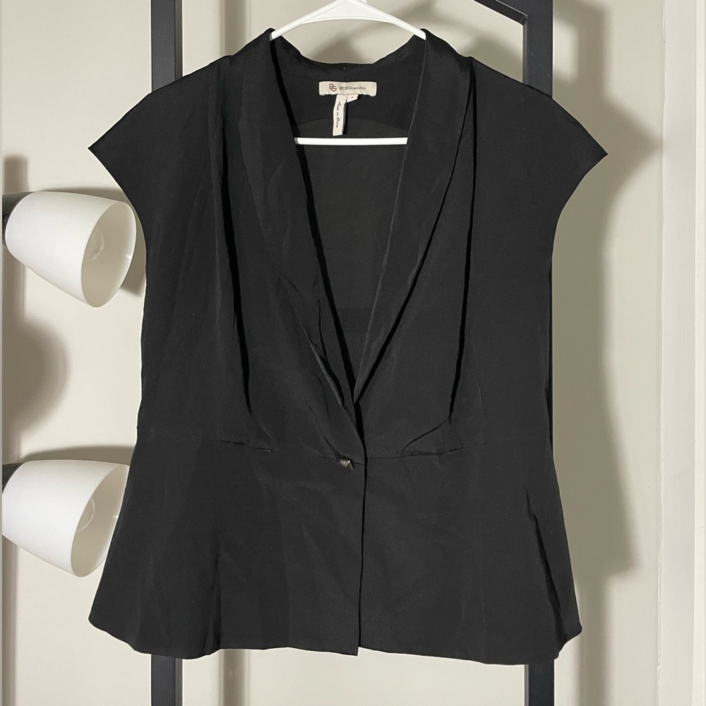 BCBG Black Draped Neck Top